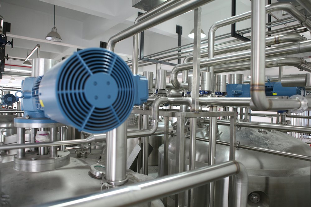 Stainless steel pipework in a chemical processing plant